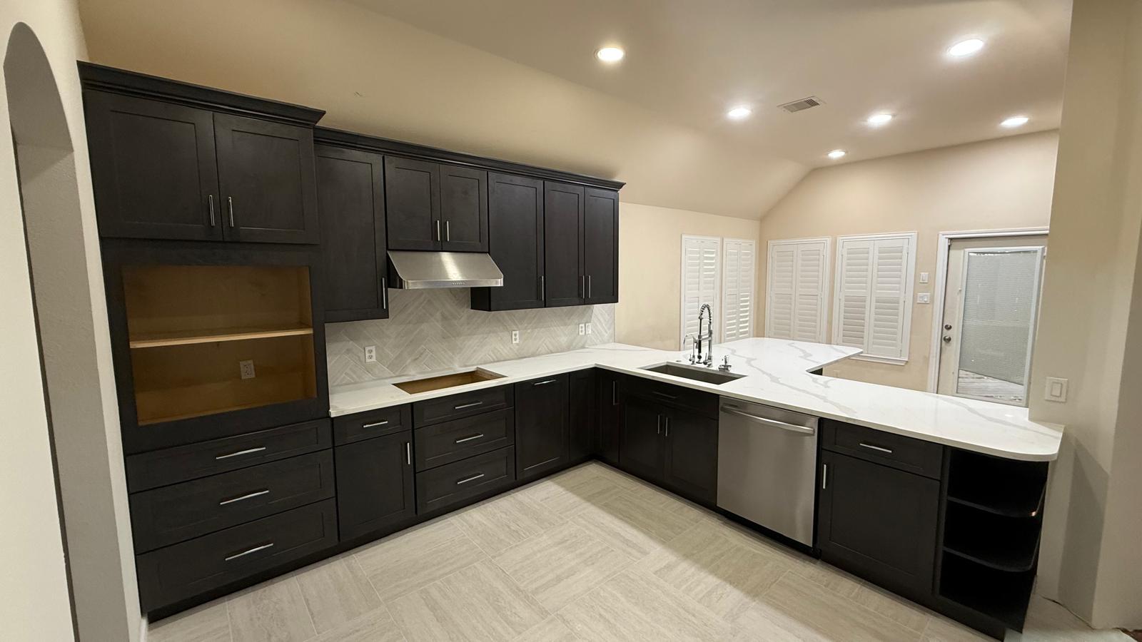 Dark cabinet kitchen renovation San Antonio